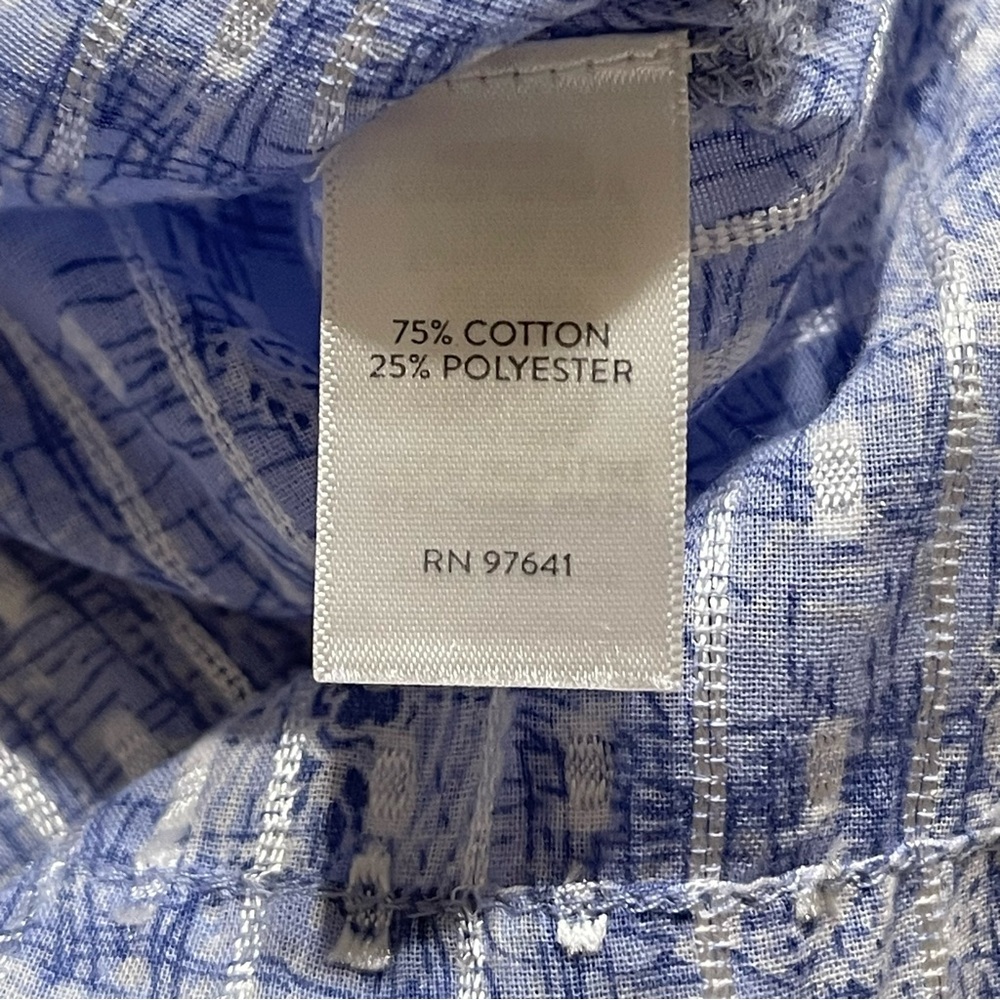 Pure Jill Embroidery Cotton Blouse Women Size M Blue Cotton Blend - Picture 5 of 10